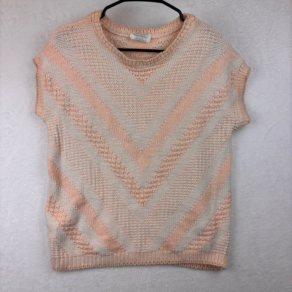 Peach and Cream Striped Sweater